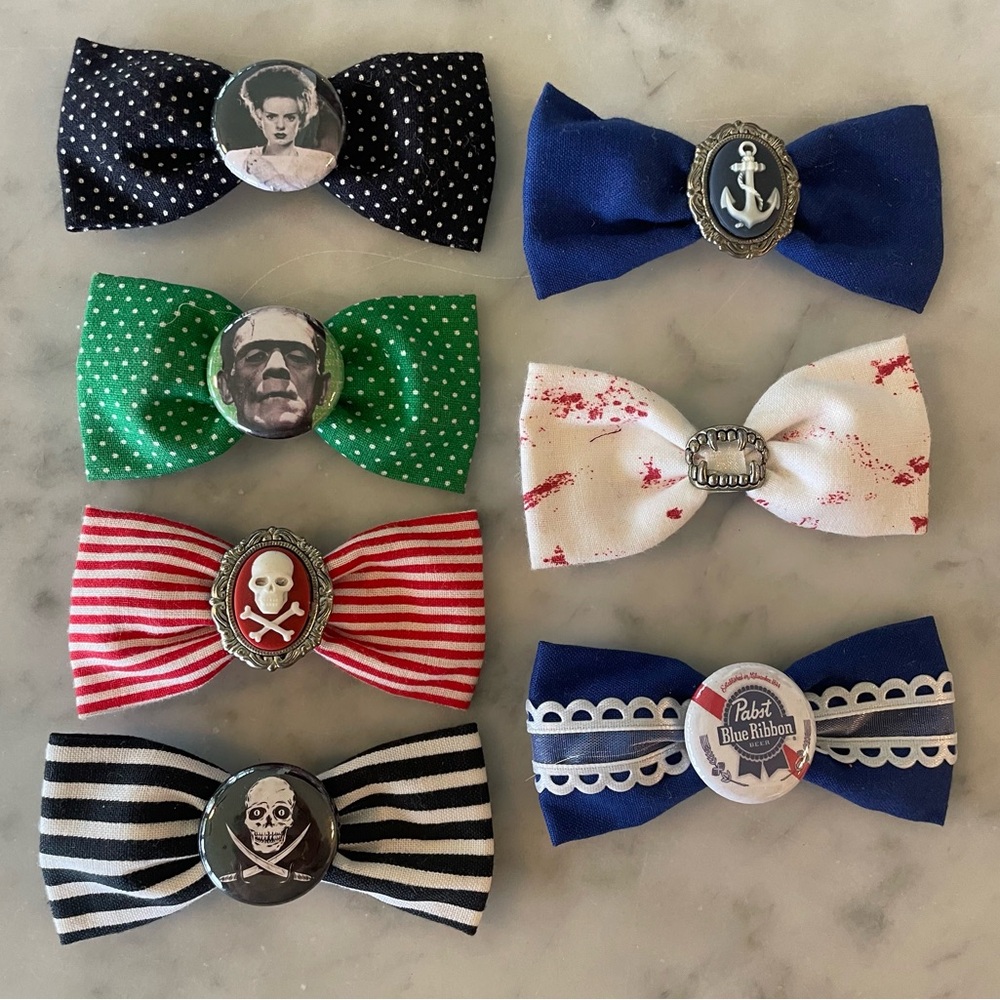 HANDMADE Cute Punk, Goth, BOWTIE Hair clips!!!!